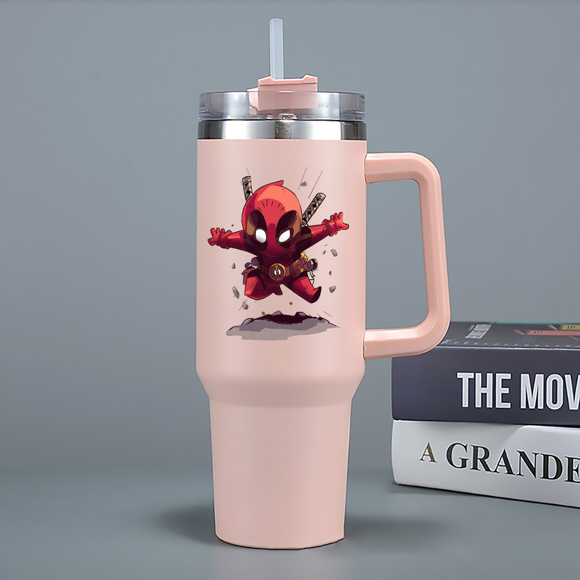 （画像用） Deadpool デッドプール 1200mL車用タンブラー - クリスタルステッカー（プラスチックストロー付き）